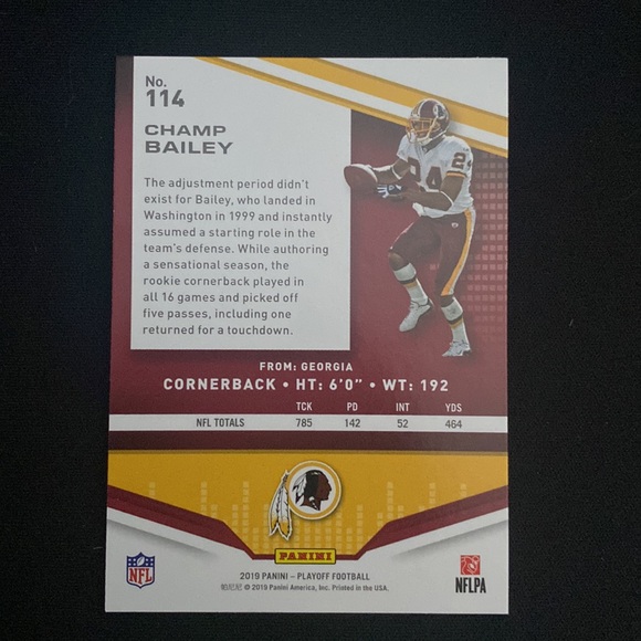 Champ Bailey - 2019 panini playoff football #114 - Picture 2 of 2